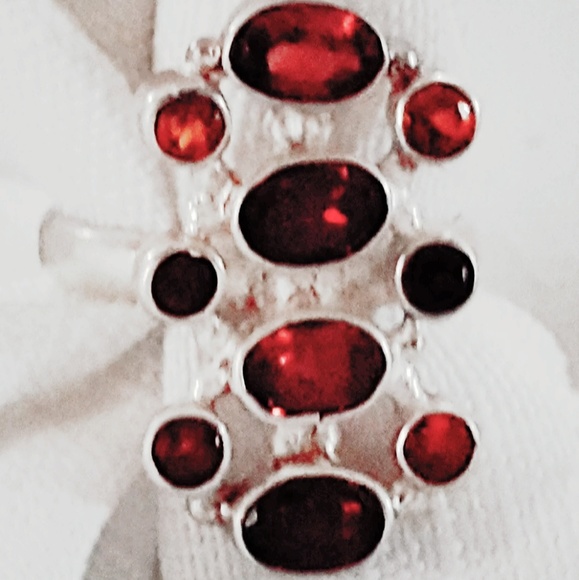 Bezel Set GARNET Sterling Silver 925 RING  - Picture 1 of 3